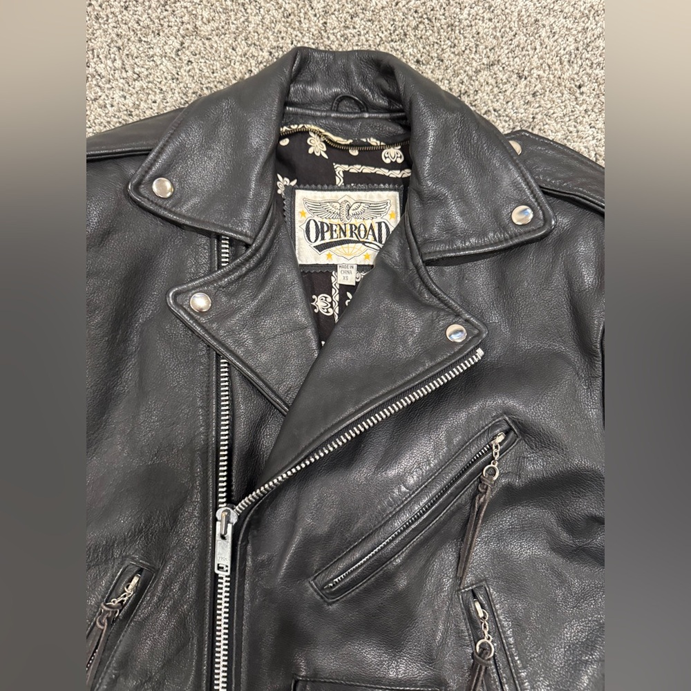 Vintage Open Road leather moto jacket, size men's XS - Picture 5 of 16